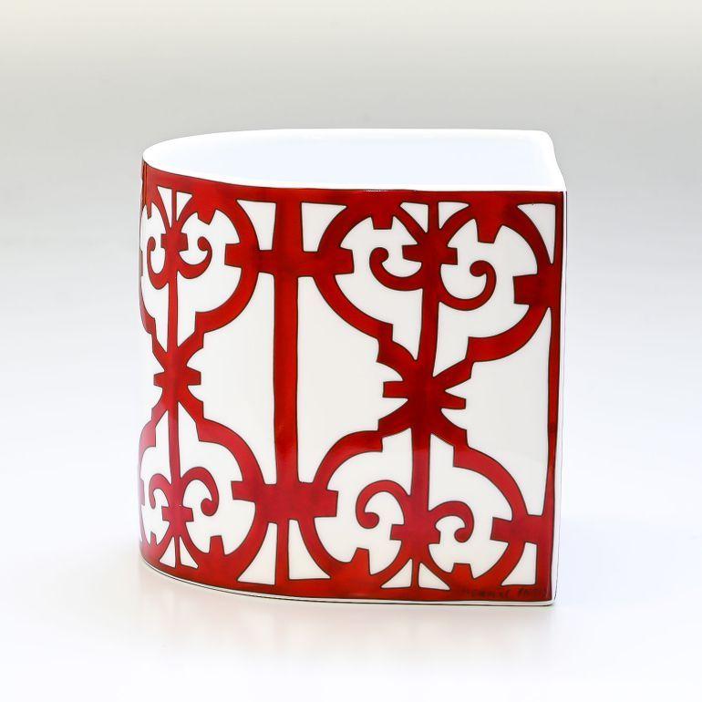 HERMES ガダルキヴィール 花瓶 一輪挿し フラワーベース 赤白 【公式通販】