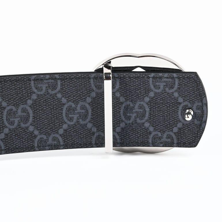 GUCCI グッチ インターロッキング ベルト シルバー ブラック イタリア製 812273_AAEB4_1000_007_100_0000