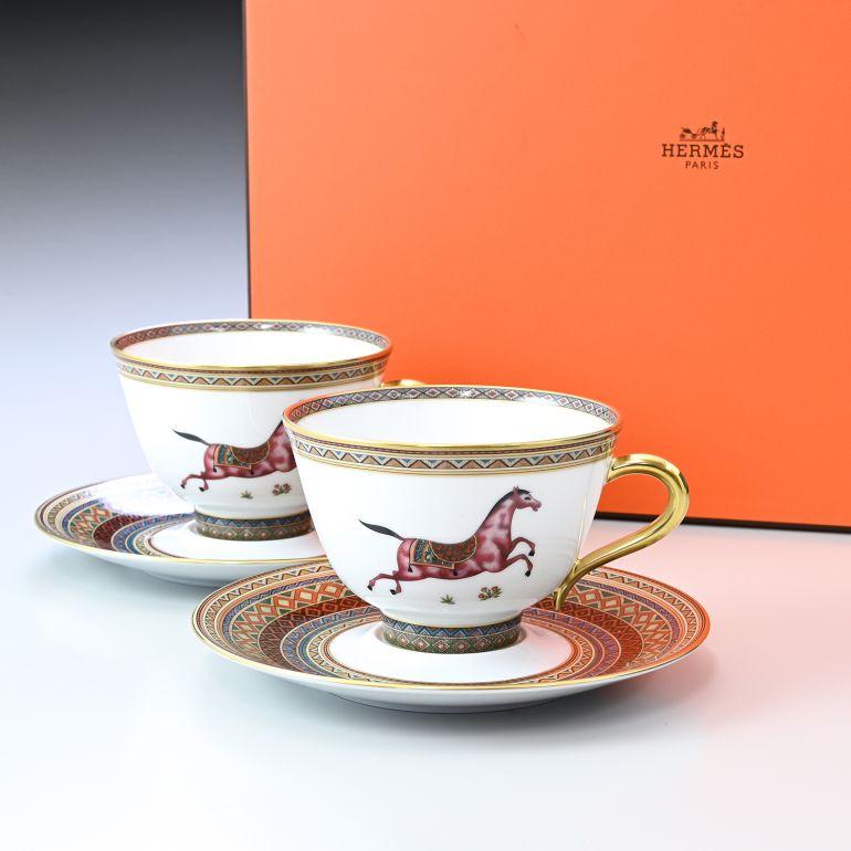 エルメス シュバルドリアン 東洋の馬 ORIENTAL HORSE ティーカップ\u0026ソーサー ペア No.3 230ml 9883P2の画像