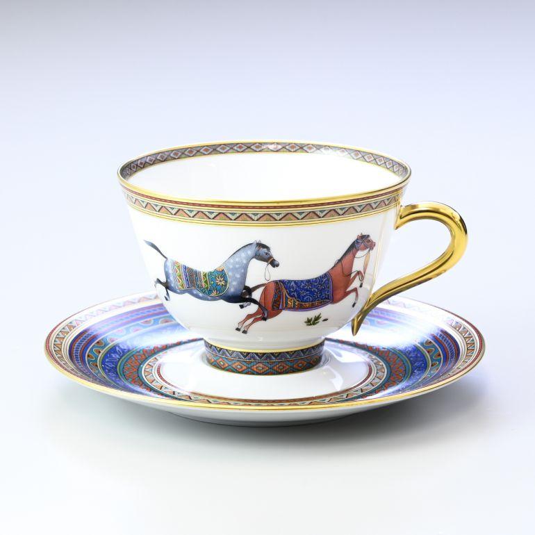エルメス シュバルドリアン 東洋の馬 ORIENTAL HORSE ティーカップ\u0026ソーサー ペア No.4 230ml 9884P2の画像
