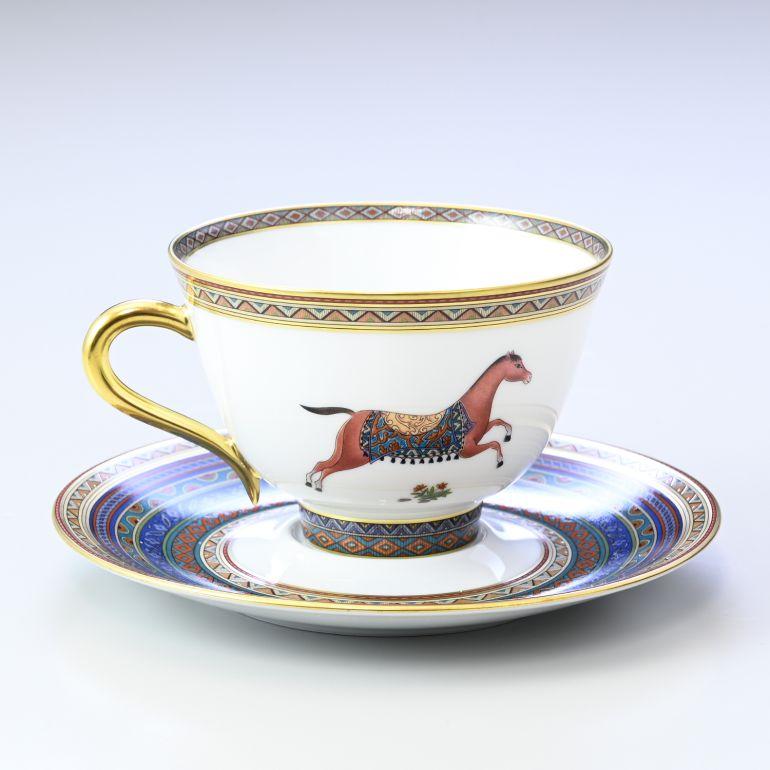 エルメス シュバルドリアン 東洋の馬 ORIENTAL HORSE ティーカップ\u0026ソーサー ペア No.4 230ml 9884P2の画像