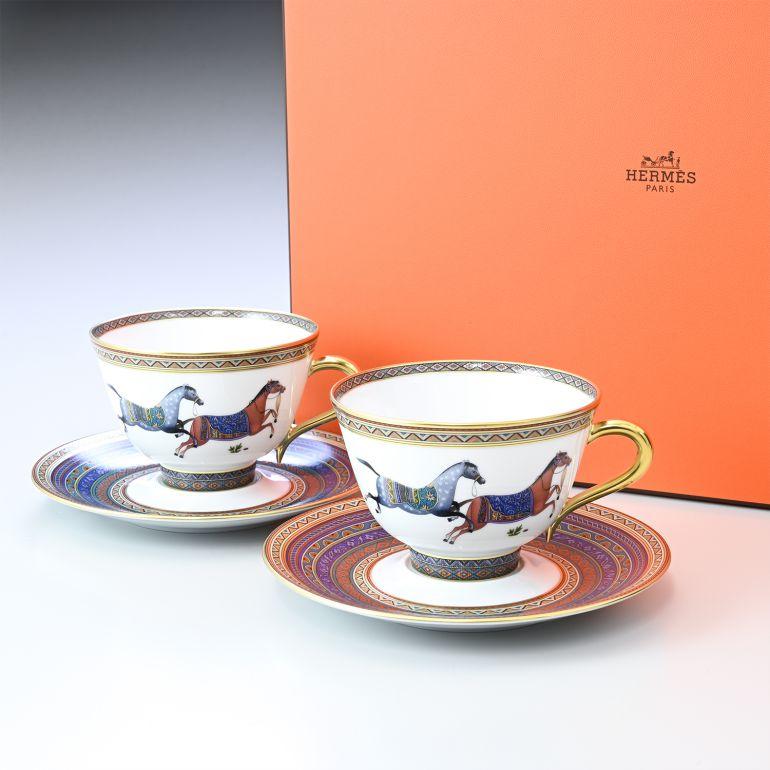 エルメス シュバルドリアン 東洋の馬 ORIENTAL HORSE ティーカップ\u0026ソーサー ペア No.4 230ml 9884P2の画像