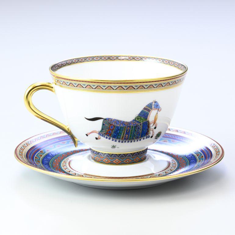 エルメス シュバルドリアン 東洋の馬 ORIENTAL HORSE ティーカップ\u0026ソーサー ペア No.5 230ml 9885P2の画像