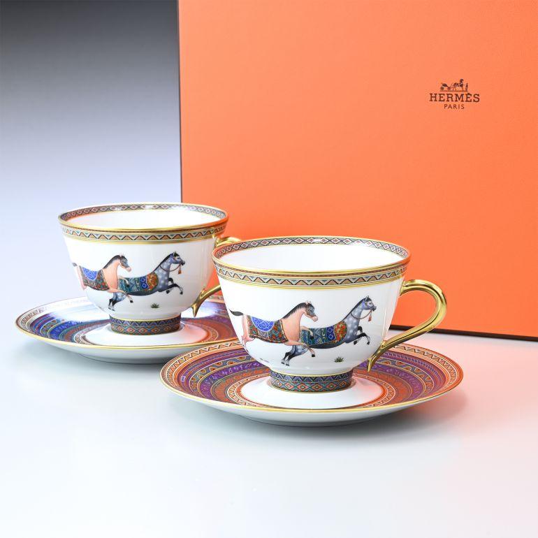 エルメス シュバルドリアン 東洋の馬 ORIENTAL HORSE ティーカップ\u0026ソーサー ペア No.5 230ml 9885P2の画像