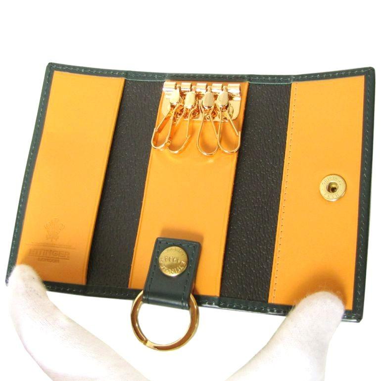 エッティンガー キーケース レザー ブラック イエロー箱 ケアカード