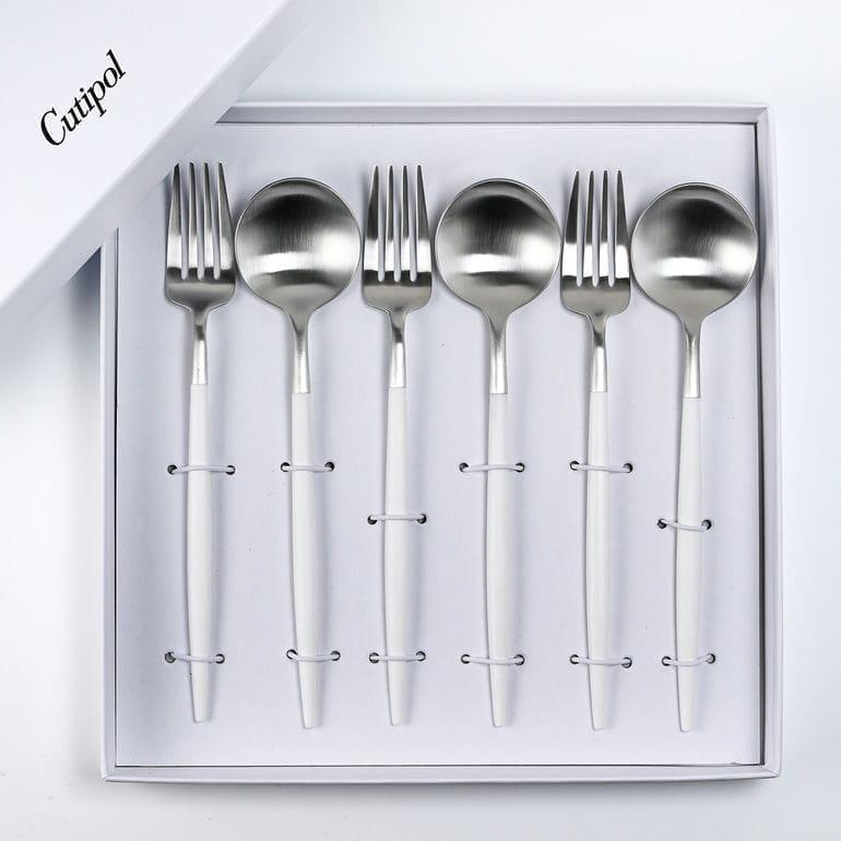 Cutipolクチポール ゴア ディナーフォーク 6本セット シルバー×ホワイト Cutipol クチポール GOA ゴア シルバー×ホワイト 6点セット 6本