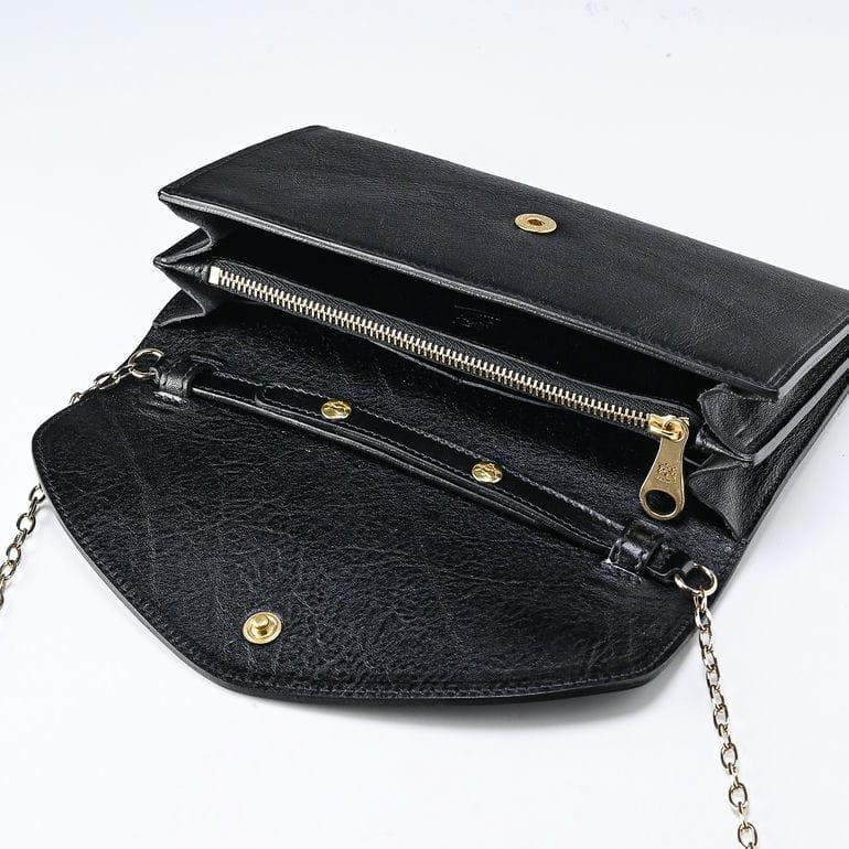 イルビゾンテ　レザーショルダーバッグ　シボ革　ブラック　黒 ショルダーバッグ｜ショルダー｜IL BISONTE(イルビゾンテ