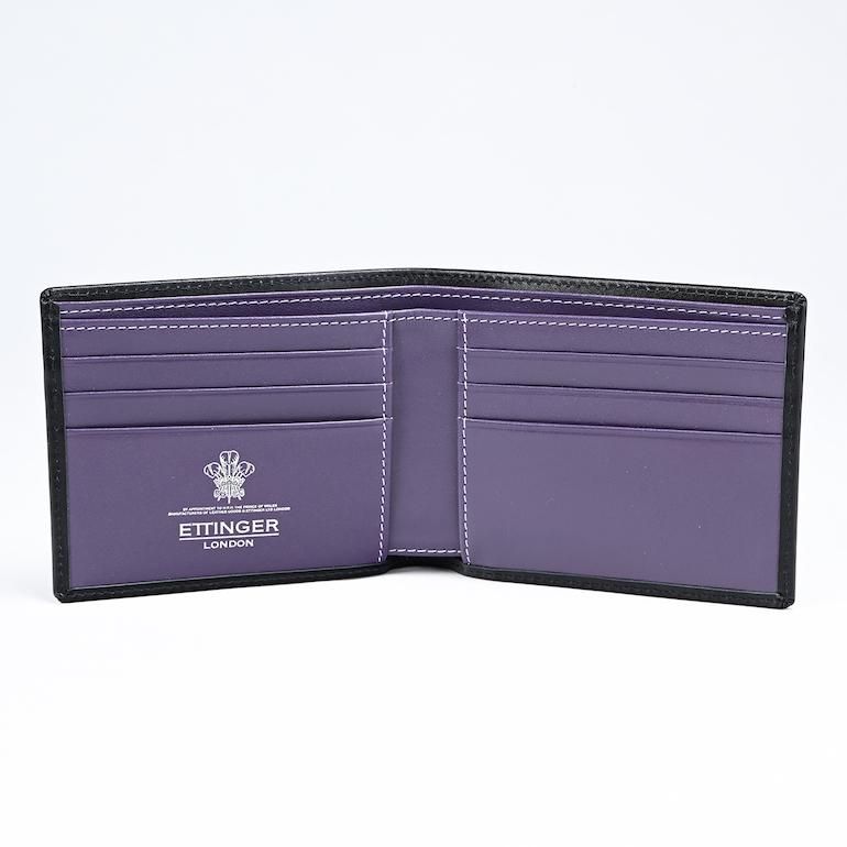【未使用】エッティンガー　ロイヤルコレクション　二つ折り財布　パープル　小銭入れ ETTINGER エッティンガー 二つ折り財布 小銭入れ無し メンズ