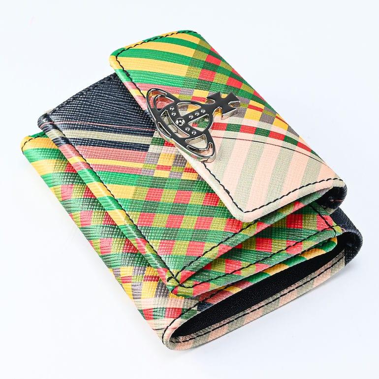 アウル様用　ヴィヴィアンVivien ミニ財布　チェック　タータン　オーブ SAFFIANO PRINTED 三つ折りミニ財布(CHELSEA TARTAN)（メンズ