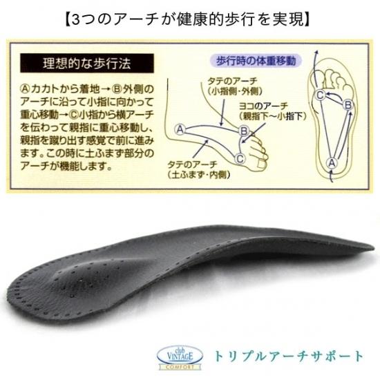 クラブヴィンテージ トリプルアーチサポート サイズ調整 快適歩行 インソール 中敷 ベージュ ブラック 土踏まず｜alexis-gooodshoes｜02