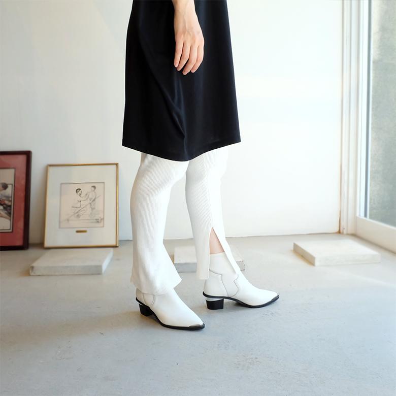 VEGE（ベジ） ウェスタン ストレッチ ブーツ ショートブーツ 白 黒 本