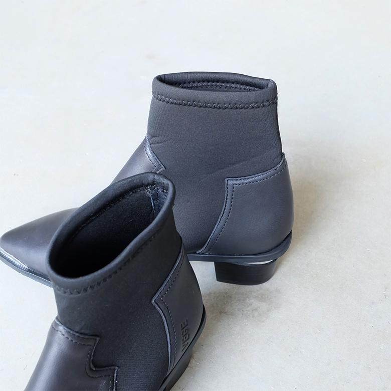 VEGE（ベジ） ウェスタン ストレッチ ブーツ ショートブーツ 白 黒 本