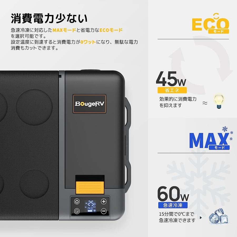 BougeRV ポータブル冷蔵冷凍庫　29L Amazon | BougeRV 車載冷蔵庫 29L -22℃～10℃ 急速冷凍 ポータブルれい