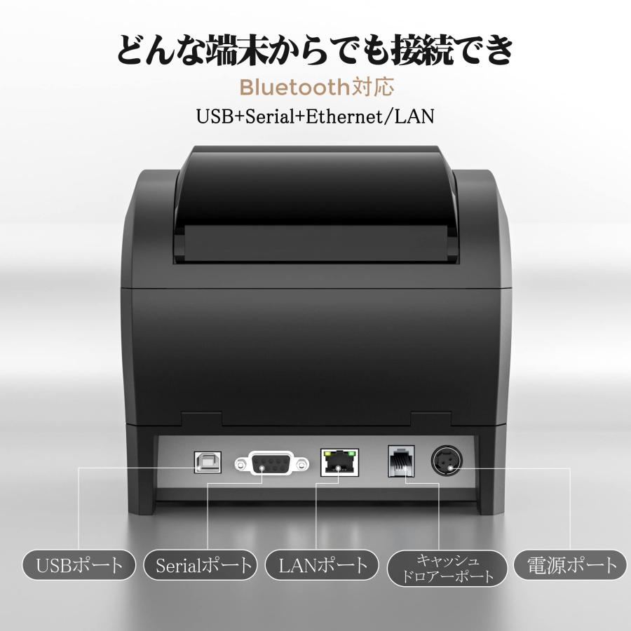 MUNBYN レシートプリンター 感熱式プリンター 高速印刷 USB/Ethernet/Bluetooth対応 ESC/POS指令 58mm 80mm ブラック300mm/s｜alexpc｜03