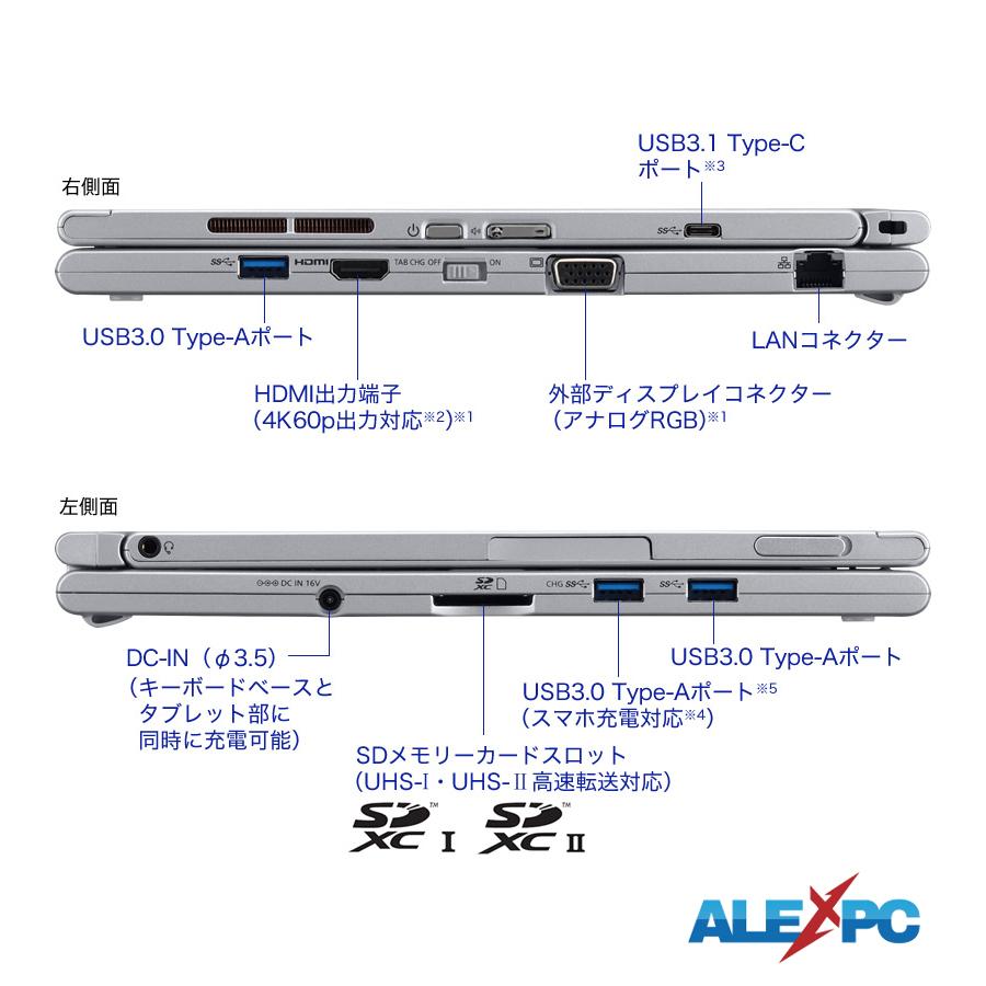 ノートパソコン 2in1PC Panasonic Let's note CF-XZ6 12型タッチ 顔認証Full HDカメラ＆高画質リアカメラ Core i5-7200U メモリ8GB SSD256GB Type-C HDMI Office｜alexpc｜06