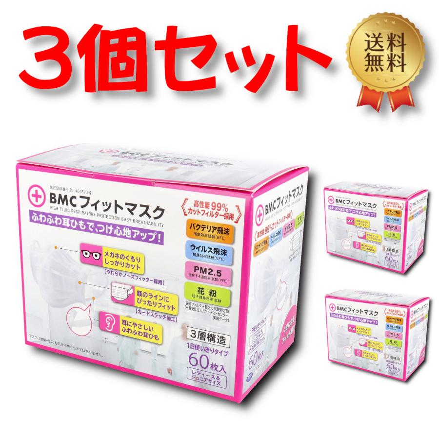 BMC (3個セット)BMC フィットマスク 1日使い切りタイプ レディース