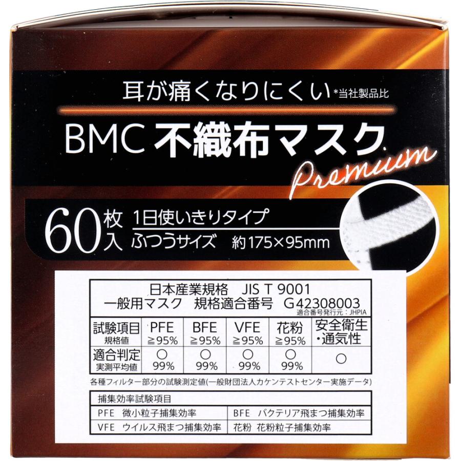 (3個セット)BMC 不織布マスク プレミアム 1日使いきりタイプ ふつうサイズ 60枚入｜alfa-logic｜03