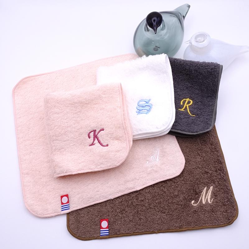今治タオル（imabari towel） イニシャル 刺繍入り ハンドタオル (ミニ