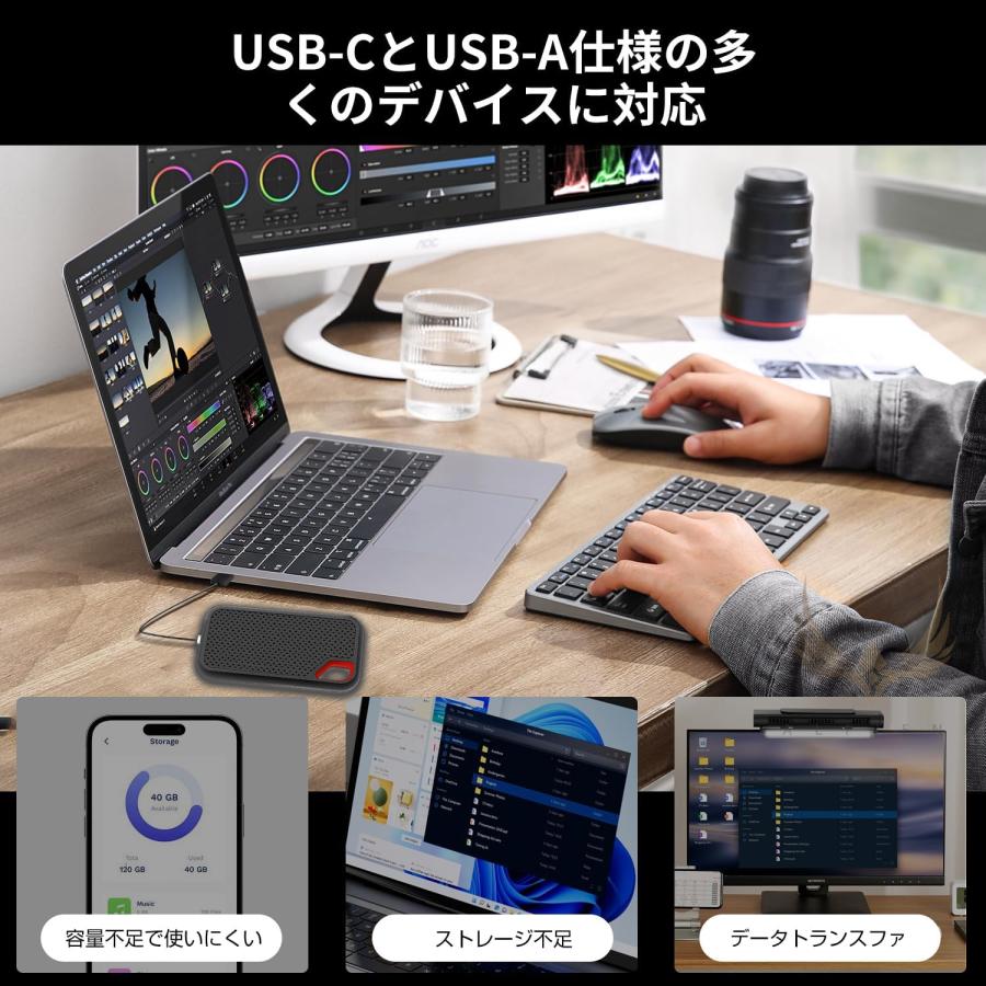外付けSSD SSD 外付け 最大容量6TB USB3.2 最大3050MB/s USB Type-C