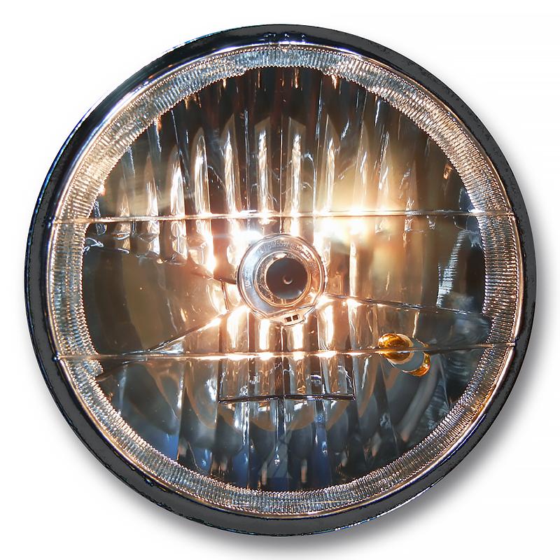 マルチリフレクターヘッドライト    180mm 180φ 180パイ (スモークブラックレンズ) メッキボディー 汎用品 | 