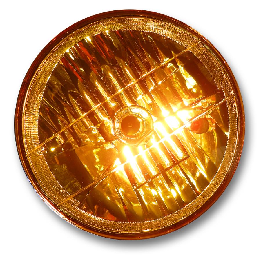 マルチリフレクターヘッドライト    180mm 180φ 180パイ (イエローレンズ) メッキボディー 汎用品 | 