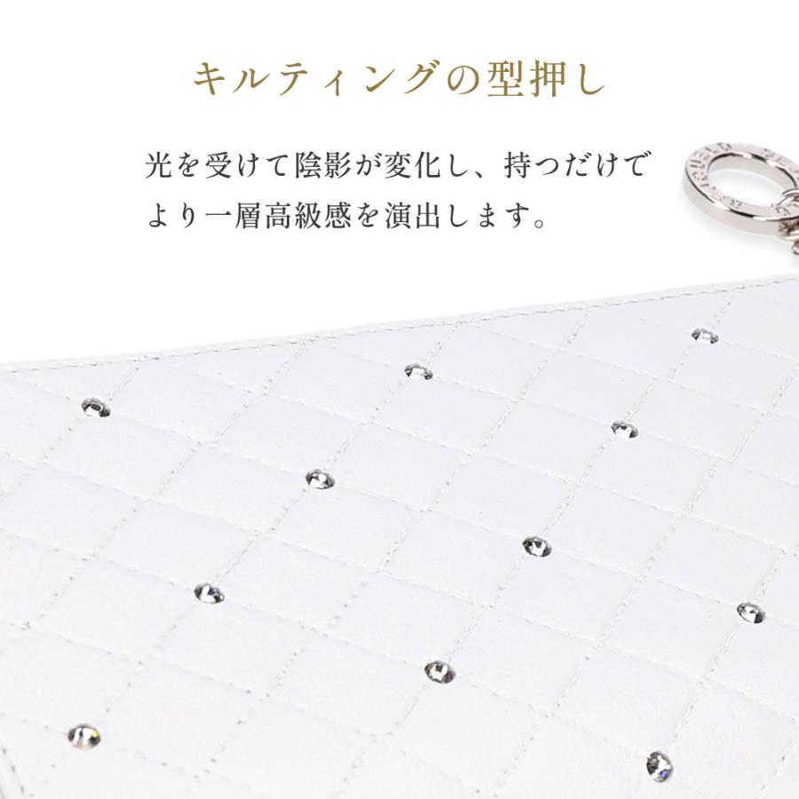 財布 レディース 長財布 ブランド 薄い 本革 キルティング L字ファスナー スワロフスキー AC106 薄型 山羊革 カード収納 カードケース カード入れ 大容量 | Bejoueld | 05