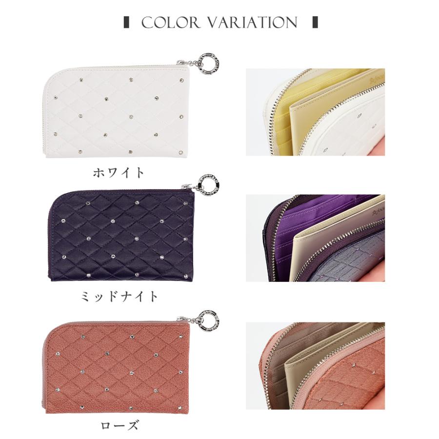 財布 レディース コンパクト ブランド 薄い 本革 キルティング L字ファスナー AC108 コンパクト 薄型財布 薄型 山羊革 カード収納 カードケース カード入れ 軽量 | Bejoueld | 10