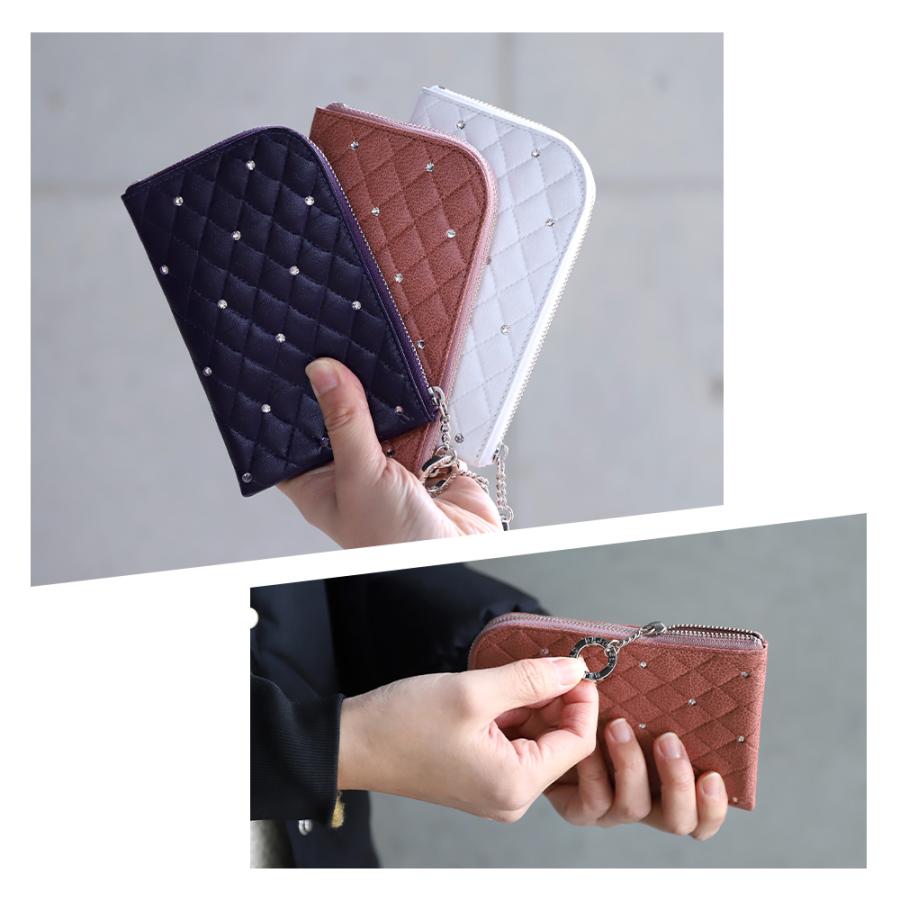 財布 レディース コンパクト ブランド 薄い 本革 キルティング L字ファスナー AC108 コンパクト 薄型財布 薄型 山羊革 カード収納 カードケース カード入れ 軽量 | Bejoueld | 01