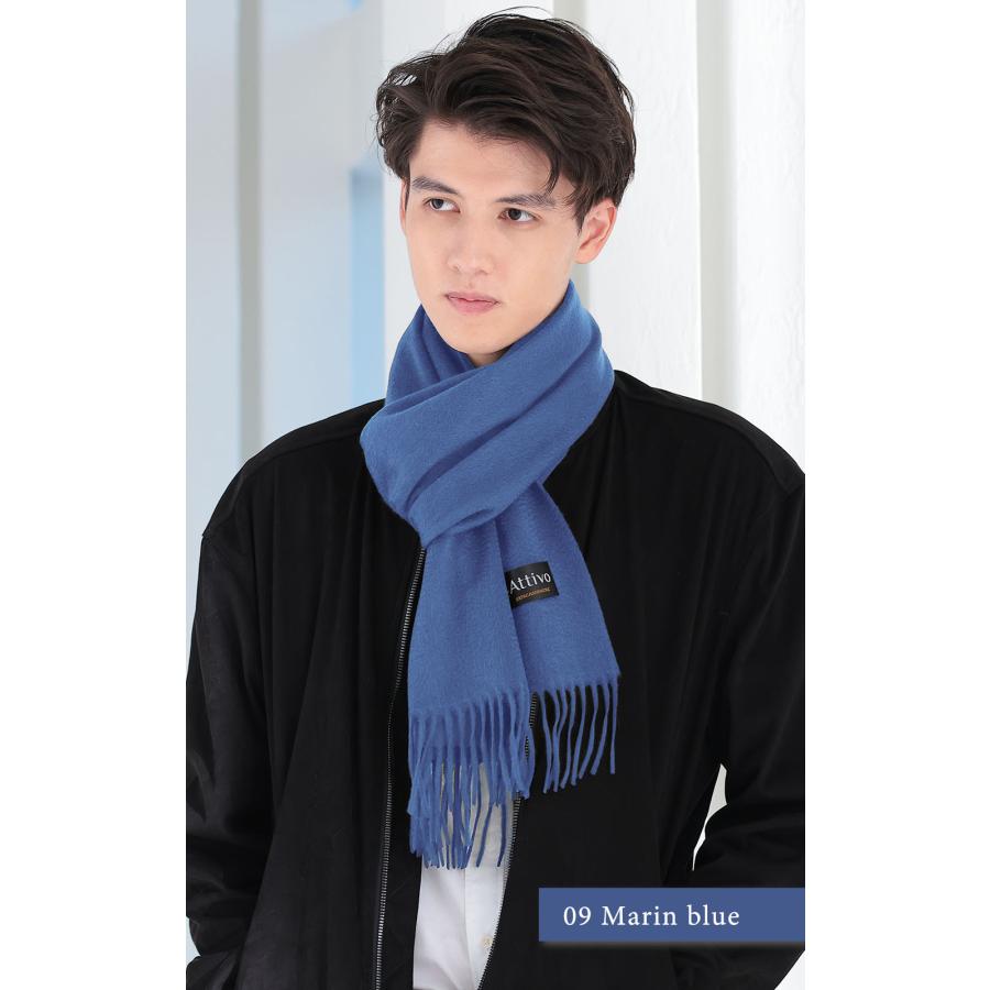 EPOCA uomo エポカ カシミヤ100% マフラー グレーネイビー 柄あり Attivo マフラー メンズ プレゼント カシミヤ 100％ ブランド