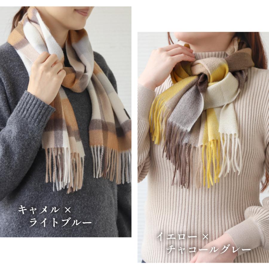 Attivo カシミヤマフラー レディース チェック柄 ストール カシミヤ100