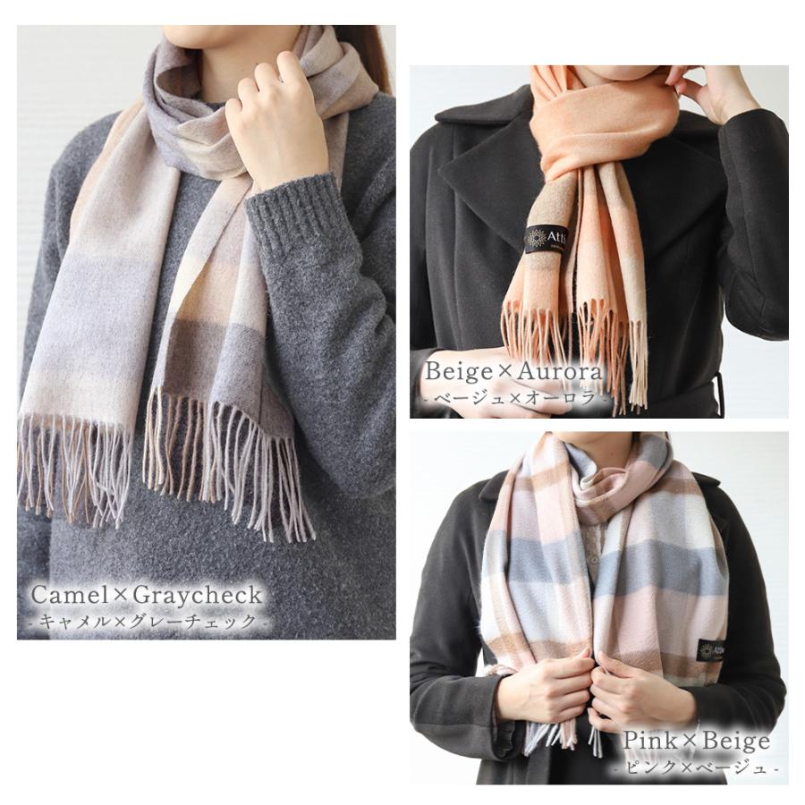 Attivo カシミヤマフラー レディース チェック柄 ストール