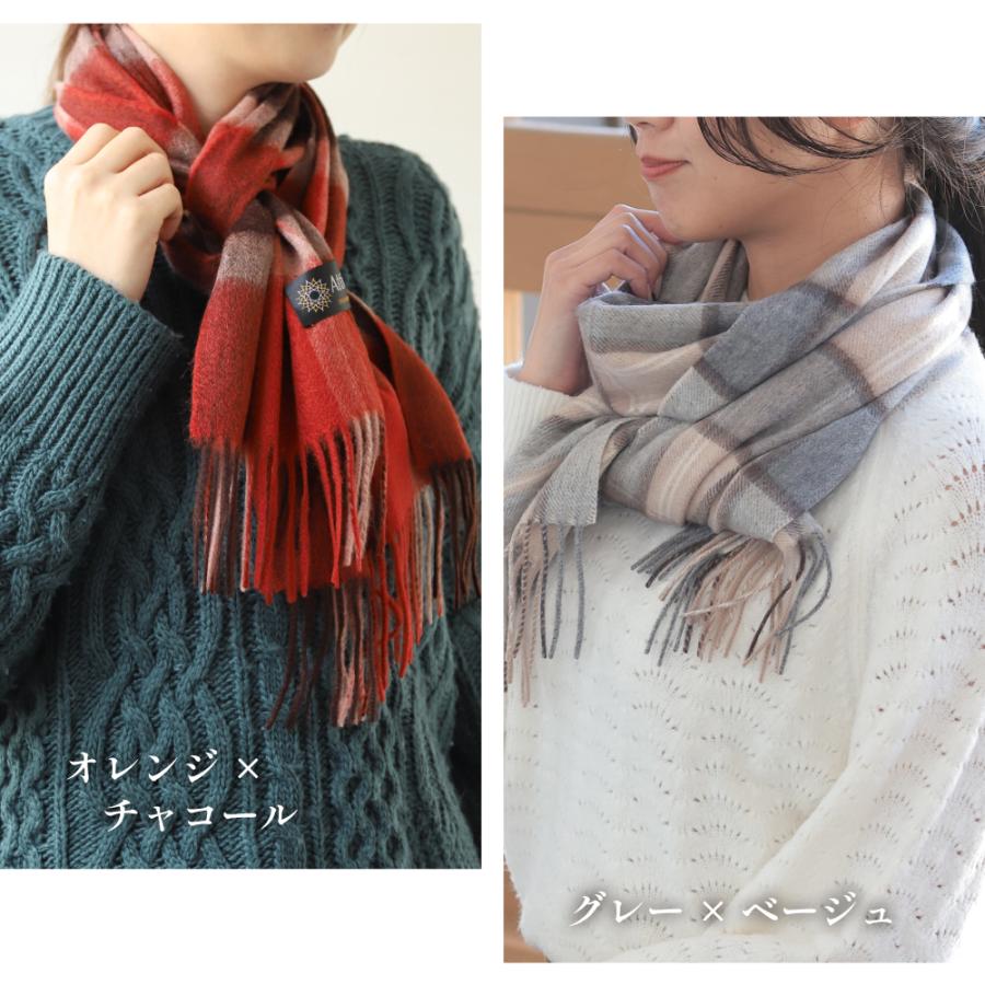 Attivo カシミヤマフラー レディース チェック柄 ストール カシミヤ100