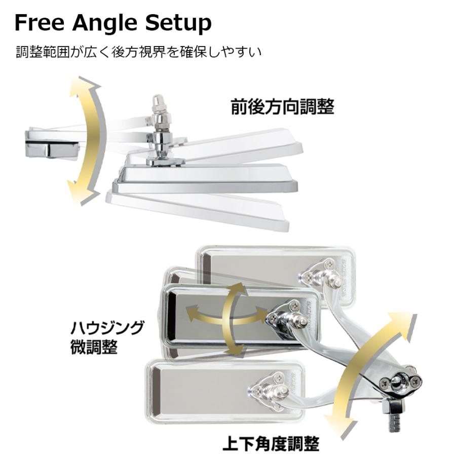 TANAX ボールジョイントミラー 角  ハンドルマウントミラー  クロームメッキ ブラック シルバー鏡 左右共通 片側1本 AM-10 正ネジ 10mmタナックス  ナポレオン | NAPOLEON | 04