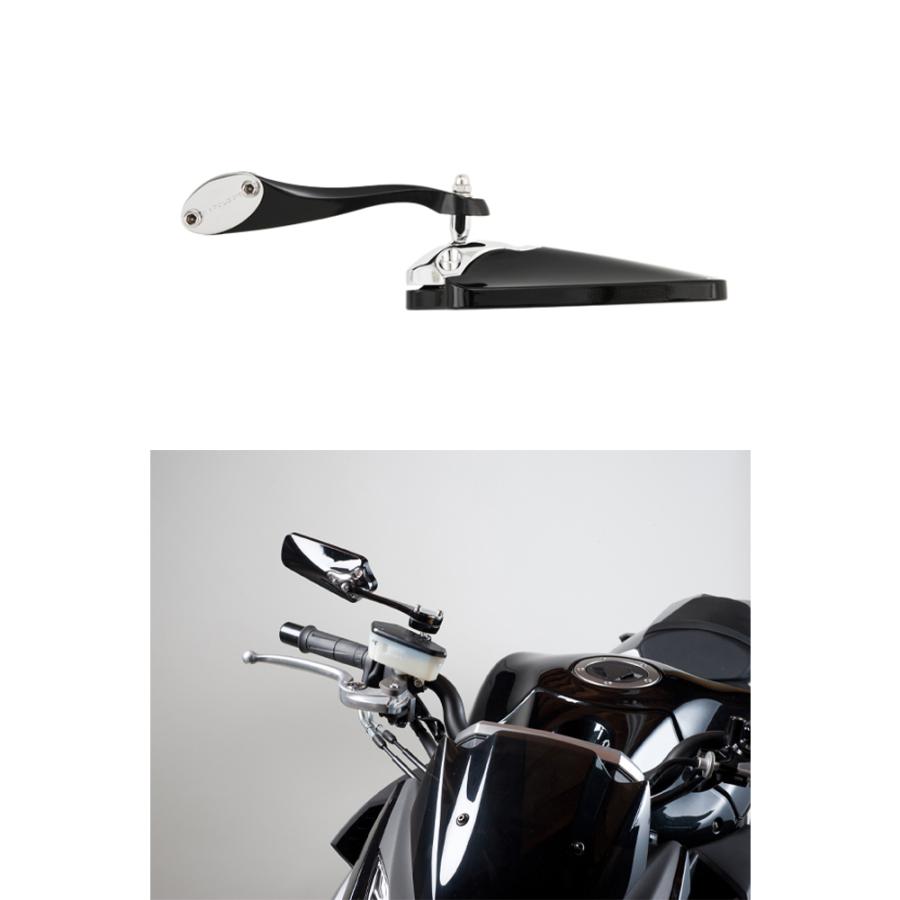 TANAX リゼットミラー ハンドルマウントミラー  ピアノブラック ブルー鏡 左右共通 片側1本 AMS-104 正ネジ 8mm 10mmタナックス  ナポレオン | NAPOLEON | 04