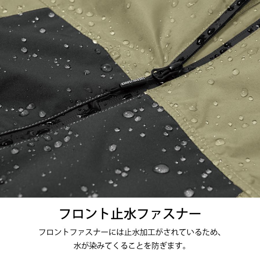 レインジャケット メンズレインコート 防寒 ヒーター あったか バイク 釣り 梅雨 軽量 軽い 防水 浸透 自転車 作業 現場　 | Makku | 05