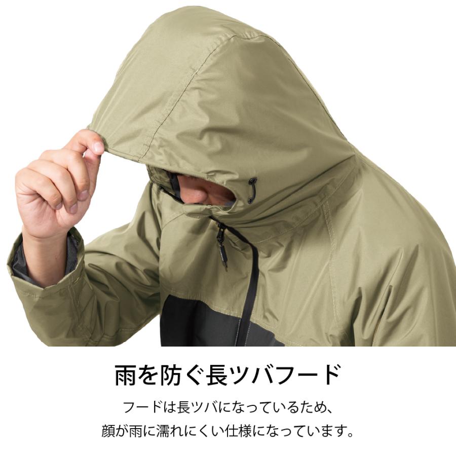 レインジャケット メンズレインコート 防寒 ヒーター あったか バイク 釣り 梅雨 軽量 軽い 防水 浸透 自転車 作業 現場　 | Makku | 06