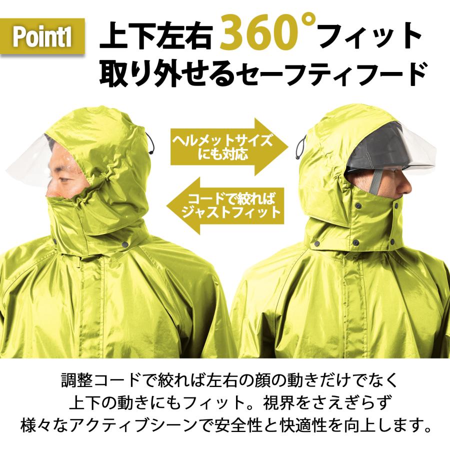Makku レインスーツ 上下セット 梅雨対策 回転フード レイン