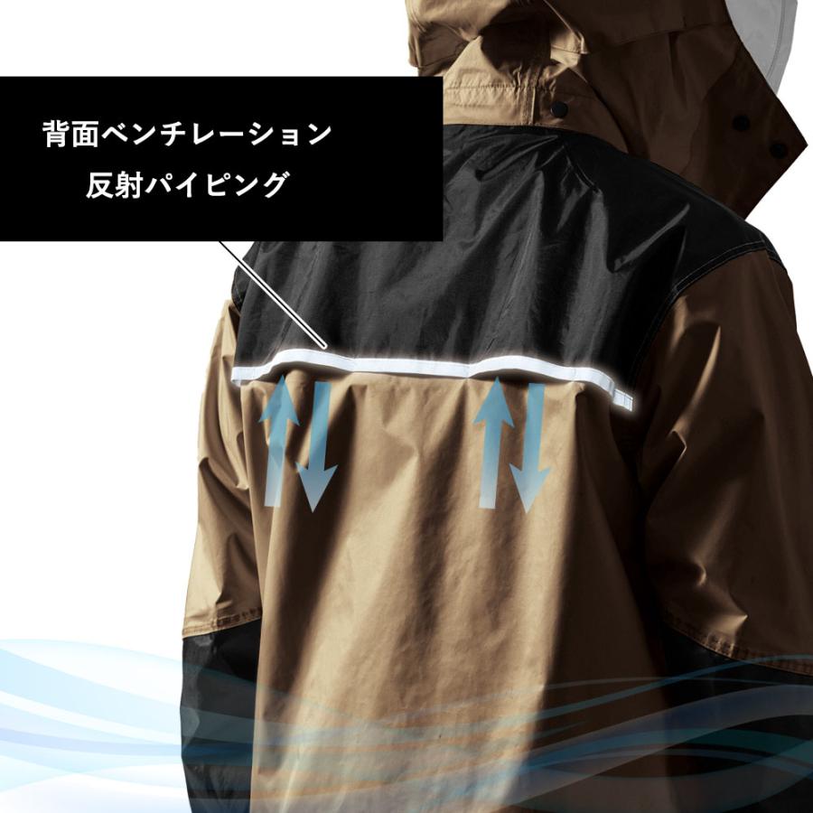 レインウェア 上下セット 現場 自転車 防水 カッパ メンズ レディース 男女兼用 釣り バイク 登山 レインコート ギフト | Makku | 06
