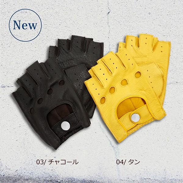 ネルデザイン　アウトドア用レザー手袋 指先露出 革手袋 メンズ レザーグローブ 半指 指なし 作業用 鹿革 バイク