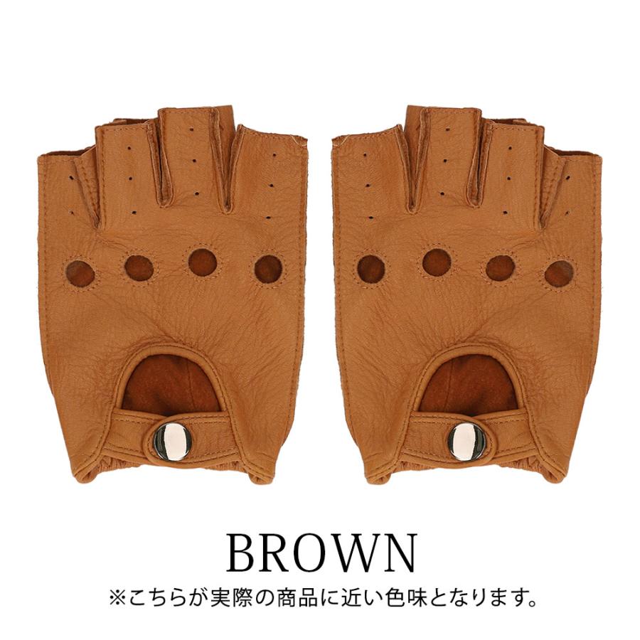 革手袋 メンズ レザーグローブ 半指 指なし 作業用 鹿革 バイク用 オープンフィンガー メンズ 男性用 ディアスキン ATAM014 |  | 13