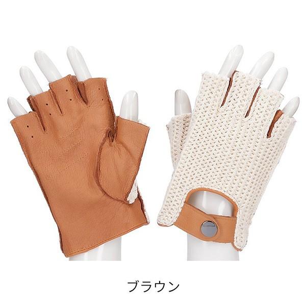 メンズ手袋 ニット編み 鹿革 Attivo レザーグローブ オープンフィンガー  ディアスキン オールシーズン 男性用 バイク 車 | Attivo | 10