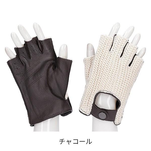 メンズ手袋 ニット編み 鹿革 Attivo レザーグローブ オープンフィンガー  ディアスキン オールシーズン 男性用 バイク 車 | Attivo | 11