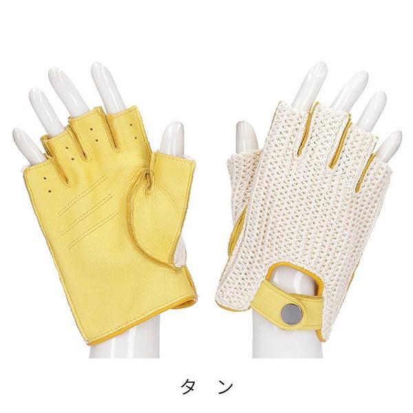 メンズ手袋 ニット編み 鹿革 Attivo レザーグローブ オープンフィンガー  ディアスキン オールシーズン 男性用 バイク 車 | Attivo | 12