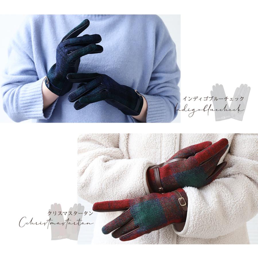 ハリスツイード 革手袋 スマホ対応 レザーグローブ 本革 飾りベルト付 ブランド Attivo ATHT05 CS | HARRIS TWEED | 28