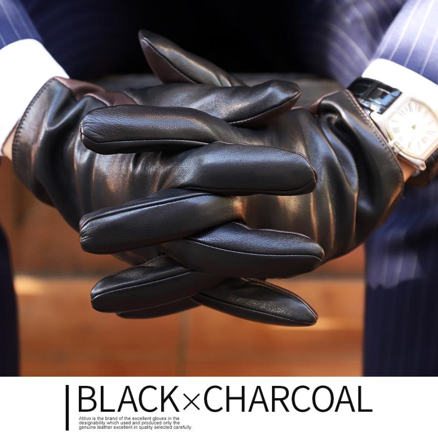 革手袋 メンズ スマホ対応 本革 レザーグローブ 裏地カシミヤ100％ ブランド Attivo ATLC002 | Attivo | 08