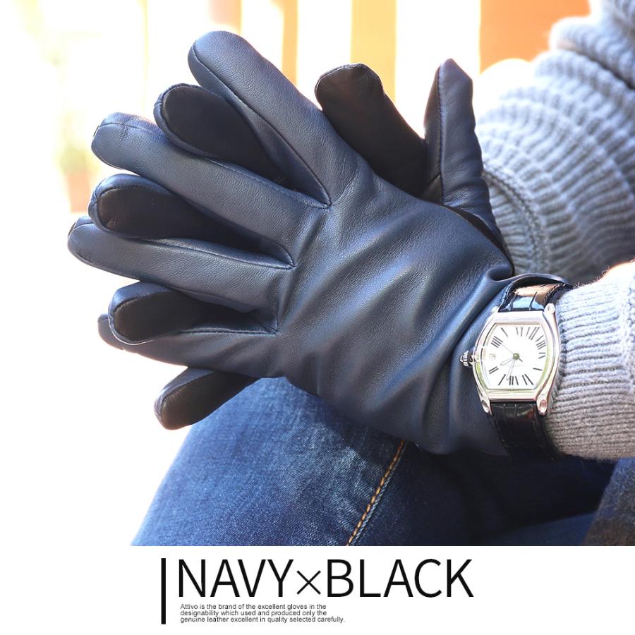 革手袋 メンズ スマホ対応 本革 レザーグローブ 裏地カシミヤ100％ ブランド Attivo ATLC002 | Attivo | 11