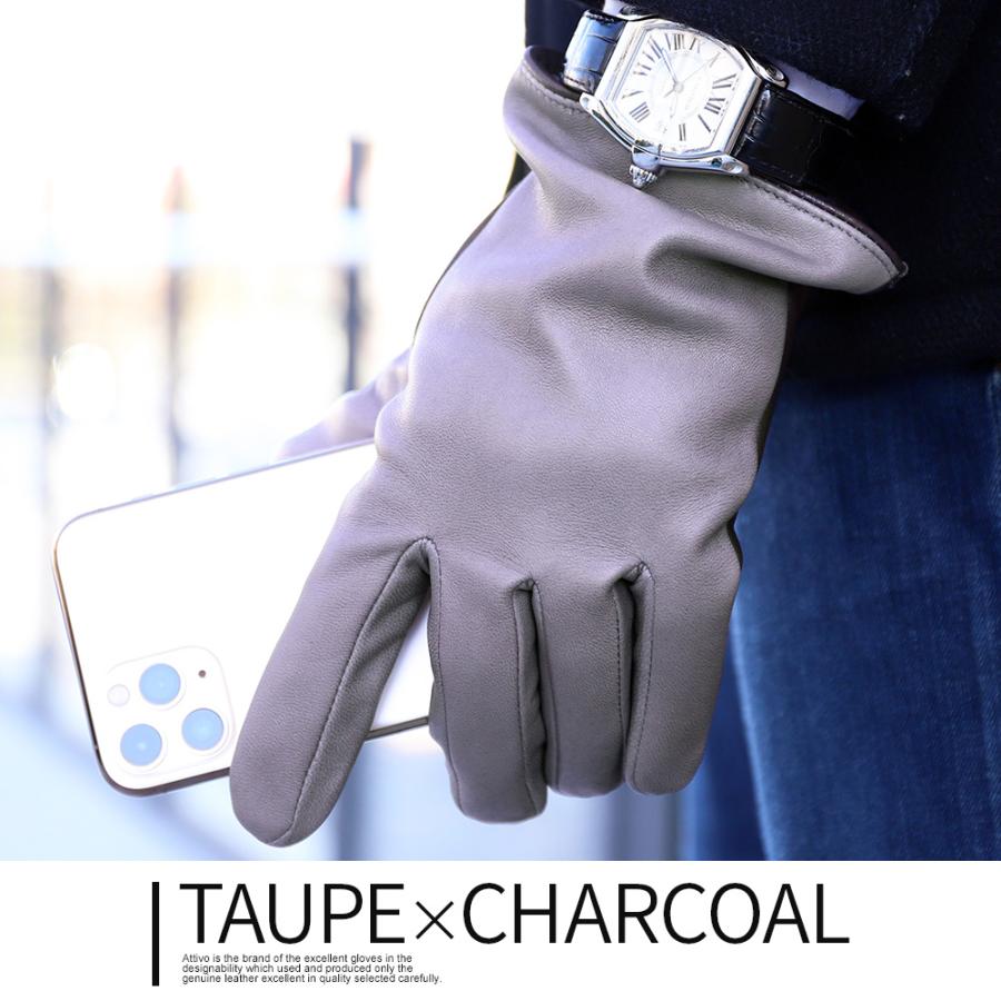 革手袋 メンズ スマホ対応 本革 レザーグローブ 裏地カシミヤ100％ ブランド Attivo ATLC002 | Attivo | 12