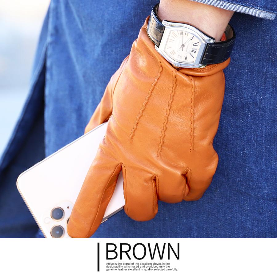 革手袋 メンズ スマホ対応 本革 レザーグローブ 裏地カシミヤ100％ ブランド Attivo ATLC003 | Attivo | 08