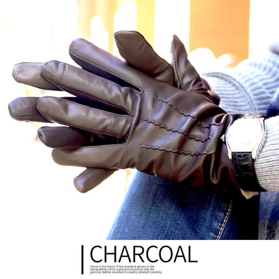 革手袋 メンズ 本革 スマホ対応 裏地カシミヤ100％ レザーグローブ ブランド Attivo ATLC004 | Attivo | 07