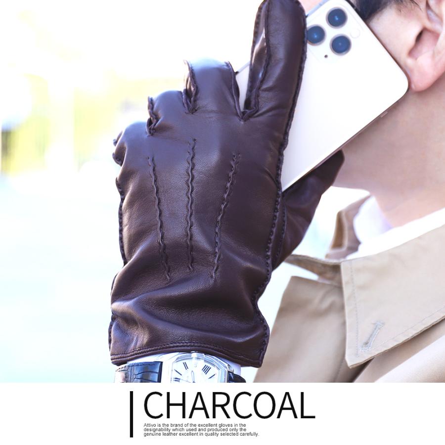 革手袋 メンズ スマホ対応 本革 裏地カシミヤ100％ レザーグローブ ブランド Attivo ATLC005 | Attivo | 07